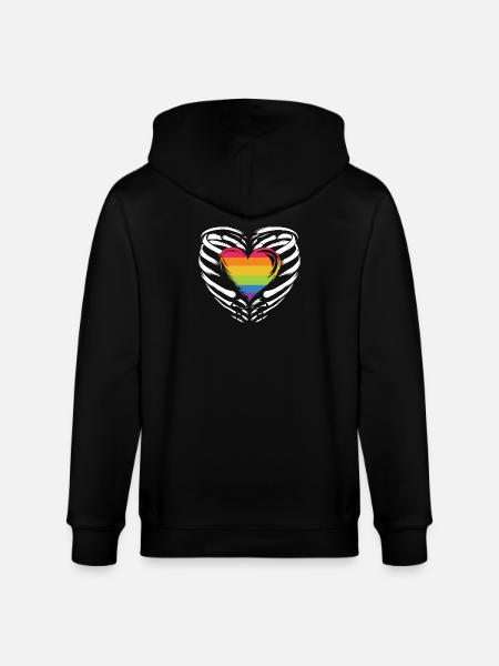 LGBTQ Pride Month - Rainbow Heart - Stanley/Stella CULTIVATOR  Unisex Organic Hooded Jacket - black