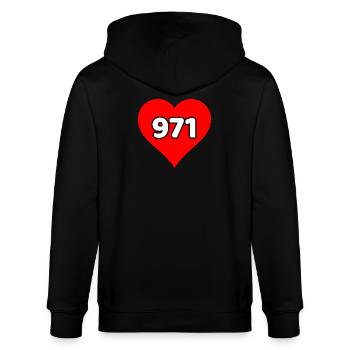 J'aime la Guadeloupe 971 - Veste à capuche bio CULTIVATOR Stanley/Stella Unisexe - noir - Dos - Anna (173cm)