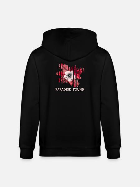 Paradise Found Tropical Hibiscus - Stanley/Stella CULTIVATOR  Unisex Organic Hooded Jacket - black