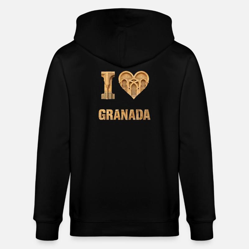 J’aime Granada – Cœur de l’Architecture - Veste à capuche bio CULTIVATOR Stanley/Stella Unisexe - noir