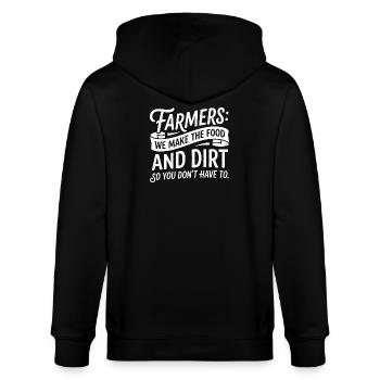 Bauernhumor Feldarbeit und Geschmack - Stanley/Stella Unisex Bio-Kapuzenjacke CULTIVATOR  - Schwarz - Hinten - Anna (173cm)