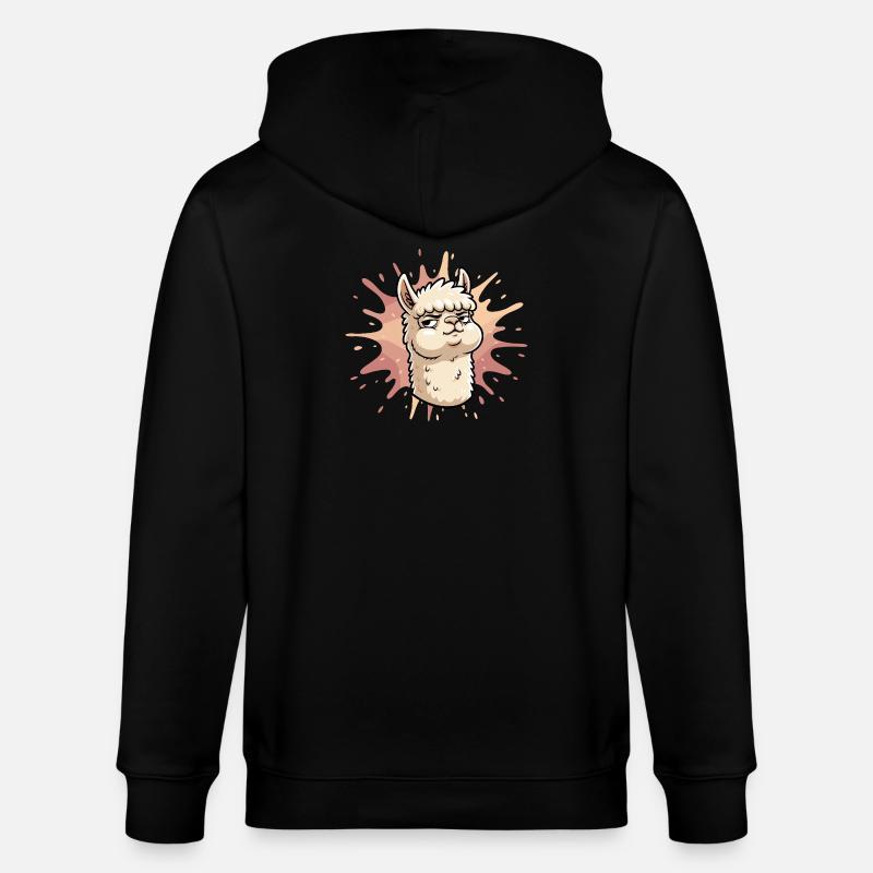 Selbstbewusste Llama Splash - Stanley/Stella Unisex Bio-Kapuzenjacke CULTIVATOR - Schwarz