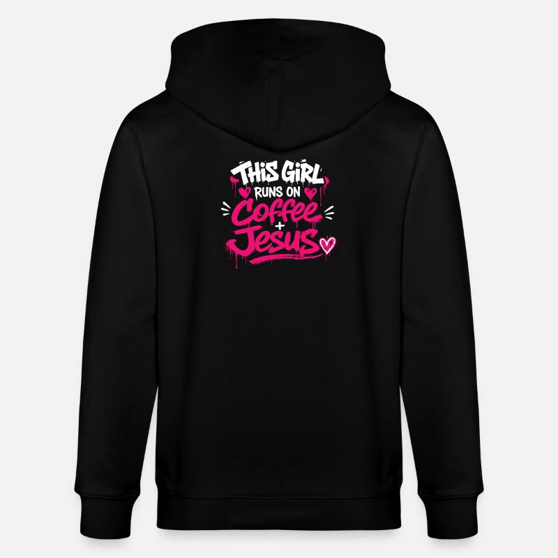Kaffee & Jesus Graffiti Design - Stanley/Stella Unisex Bio-Kapuzenjacke CULTIVATOR - Schwarz