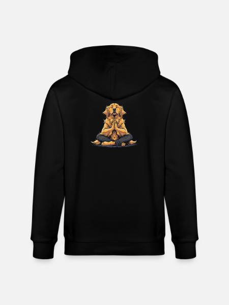 Funny Yoga Golden Retriever Gift - Stanley/Stella CULTIVATOR  Unisex Organic Hooded Jacket - black