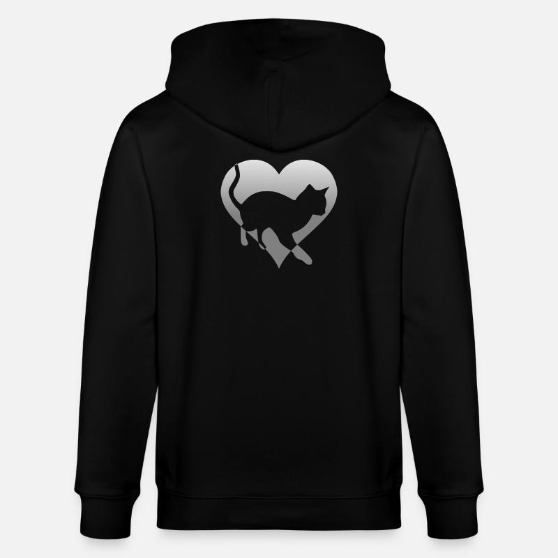 Chat chat dans un cœur - Veste à capuche bio CULTIVATOR Stanley/Stella Unisexe - noir