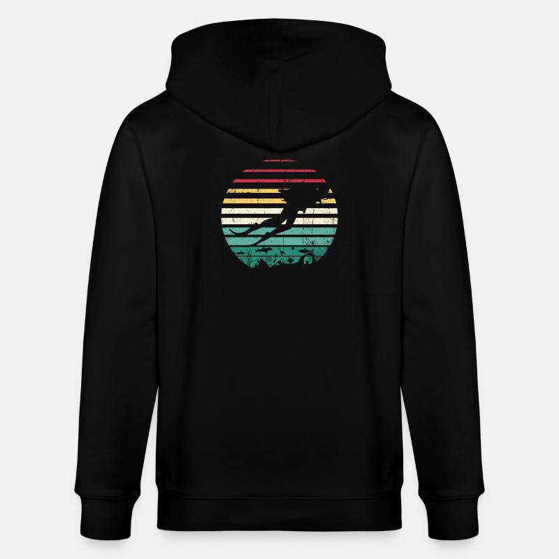 Retro Sunset Surf Silhouette Tee - Stanley/Stella Unisex Bio-Kapuzenjacke CULTIVATOR  - Schwarz
