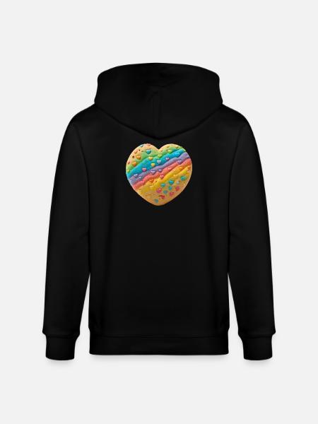 Regenbogenherz Keksdesign - Stanley/Stella Unisex Bio-Kapuzenjacke CULTIVATOR  - Schwarz