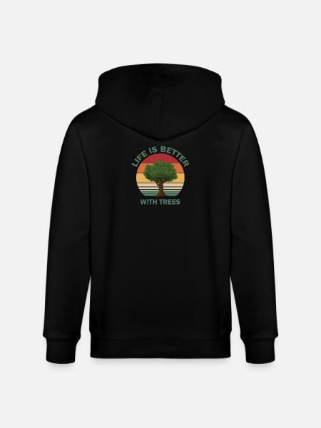 Life is better with trees - Stanley/Stella CULTIVATOR Unisex Organic Hooded Jacket - black