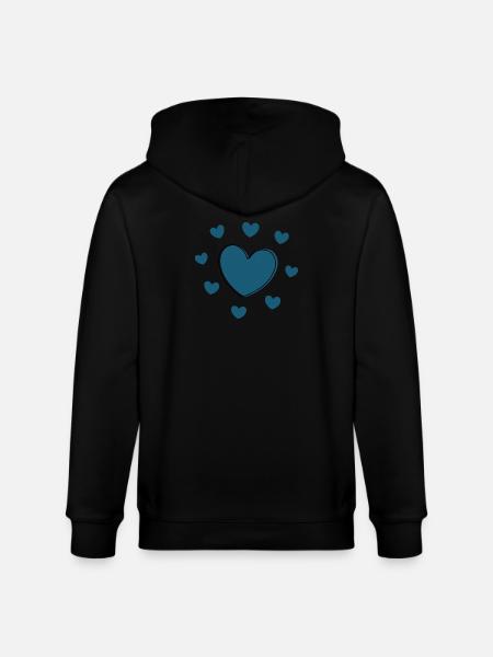 blue heart valentine's day gift - Stanley/Stella CULTIVATOR Unisex Organic Hooded Jacket - black