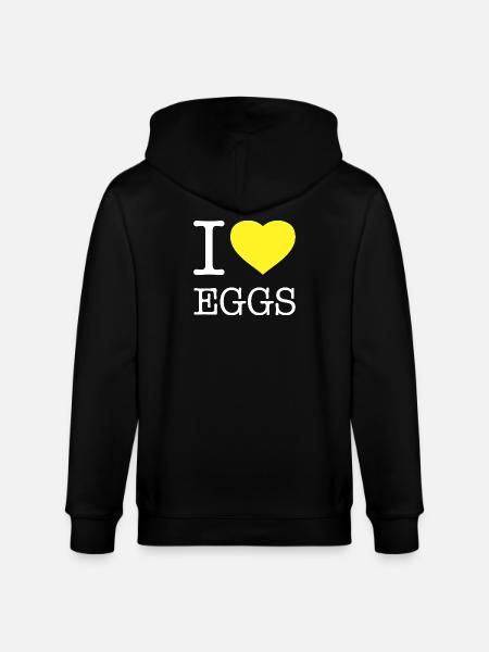 I LOVE EGGS - Stanley/Stella CULTIVATOR  Unisex Organic Hooded Jacket - black
