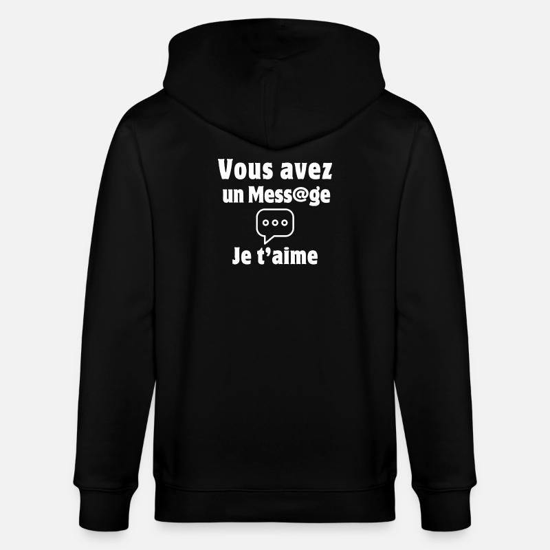 message, SMS, je t'aime, Saint-Valentin - Veste à capuche bio CULTIVATOR Stanley/Stella Unisexe - noir