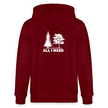 Wald Natur Birke all i need Baum lustige Sprüche - Stanley/Stella Unisex Bio-Kapuzenjacke CULTIVATOR  - Burgunderrot - Hinten - Anna (173cm)