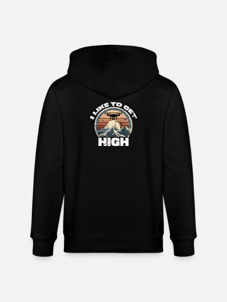 Drone I like to get high - Stanley/Stella CULTIVATOR Unisex Organic Hooded Jacket - black
