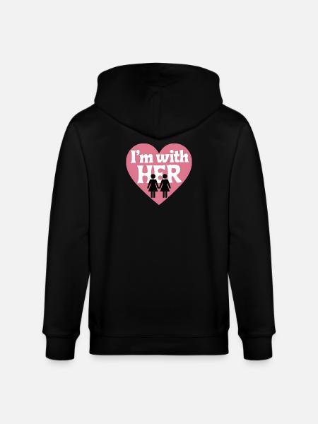 I'm with HER Heart - Stanley/Stella CULTIVATOR Unisex Organic Hooded Jacket - black