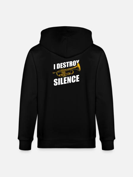 I destroy silence trumpet player - Stanley/Stella CULTIVATOR Unisex Organic Hooded Jacket - black