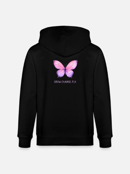 Aquarelle papillon - Veste à capuche bio CULTIVATOR Stanley/Stella Unisexe - noir