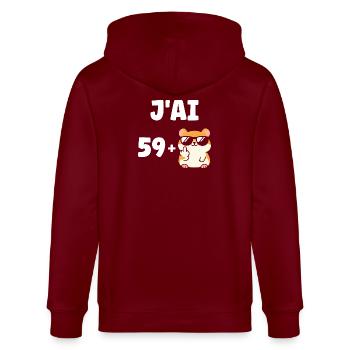 60 years - Stanley/Stella CULTIVATOR  Unisex Organic Hooded Jacket - burgundy - Back - Anna (173cm)