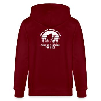 Sasquatch Disc Hunter - Stanley/Stella Unisex Bio-Kapuzenjacke CULTIVATOR  - Burgunderrot - Hinten - Anna (173cm)