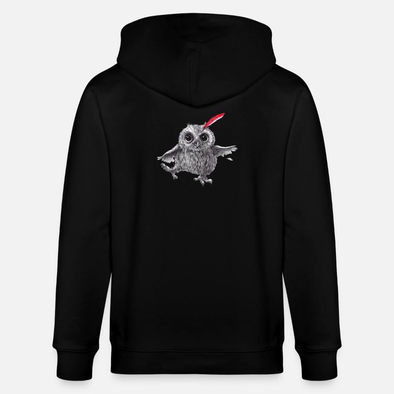 Chief Red - Glückliche Eule - Stanley/Stella Unisex Bio-Kapuzenjacke CULTIVATOR  - Schwarz