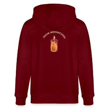 frohe weihnachten kerze Schein Illustration Symbol - Stanley/Stella Unisex Bio-Kapuzenjacke CULTIVATOR  - Burgunderrot - Hinten - Anna (173cm)