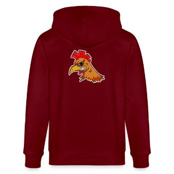 Huhn Kopf - Stanley/Stella Unisex Bio-Kapuzenjacke CULTIVATOR  - Burgunderrot - Hinten - Anna (173cm)