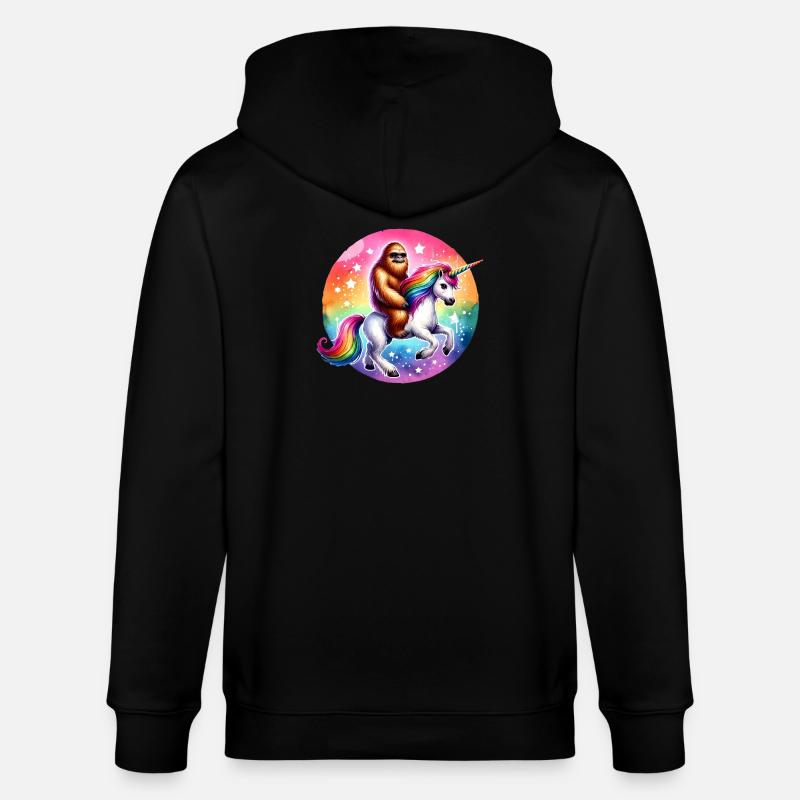 Orang-Utan auf Regenbogen-Einhorn - Stanley/Stella Unisex Bio-Kapuzenjacke CULTIVATOR  - Schwarz