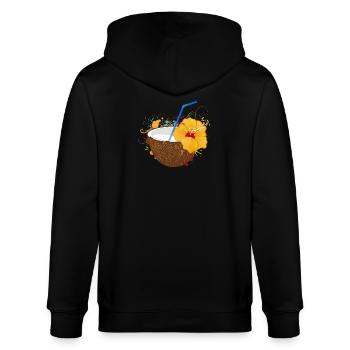 Exotischer Kokos-Cocktail mit Hibiskus - Stanley/Stella Unisex Bio-Kapuzenjacke CULTIVATOR  - Schwarz - Hinten - Anna (173cm)
