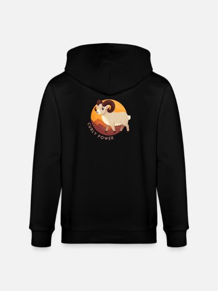 Aries Curly Power - Stanley/Stella CULTIVATOR  Unisex Organic Hooded Jacket - black