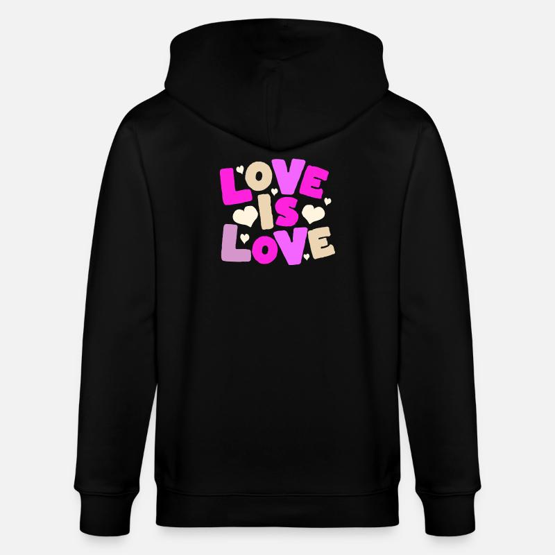 Love Is Love – Buntes Herz Statement - Stanley/Stella Unisex Bio-Kapuzenjacke CULTIVATOR - Schwarz