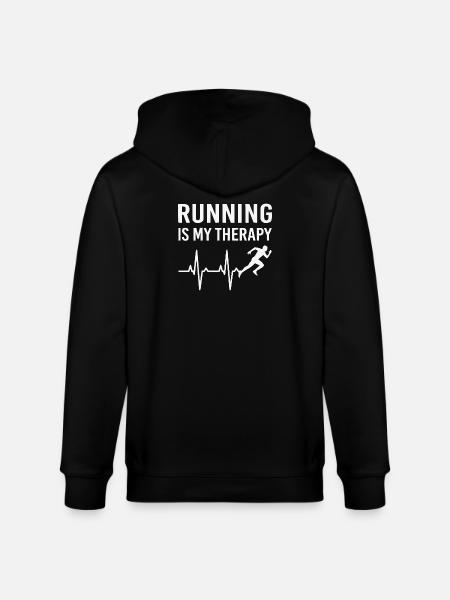 Running Is Therapy Running T-Shirt - Stanley/Stella CULTIVATOR  Unisex Organic Hooded Jacket - black