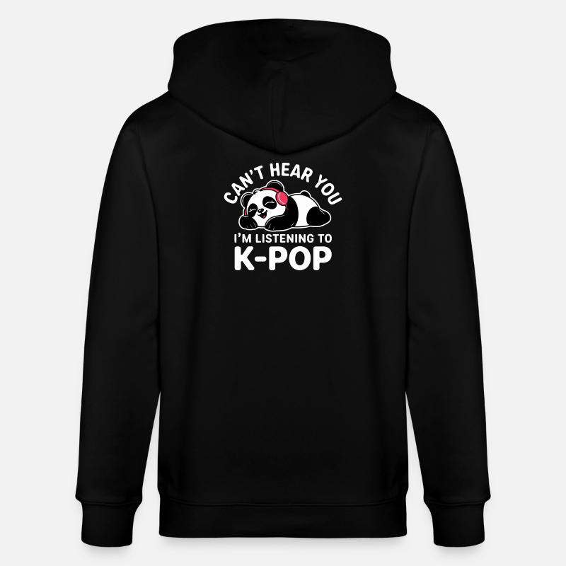 Niedlicher Panda hört K-Pop - Stanley/Stella Unisex Bio-Kapuzenjacke CULTIVATOR  - Schwarz