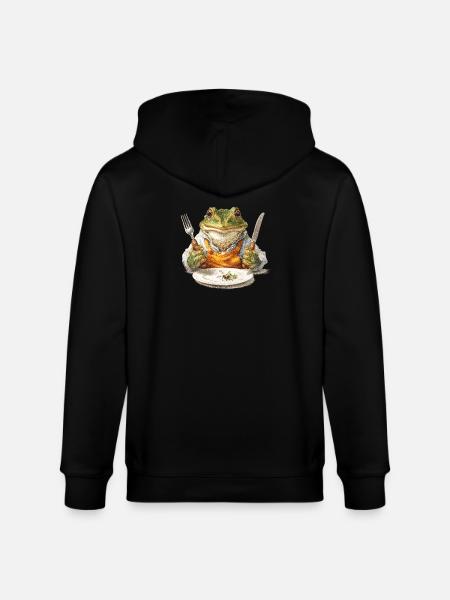 Froschkoch mit Gabel und Messer - Stanley/Stella Unisex Bio-Kapuzenjacke CULTIVATOR - Schwarz