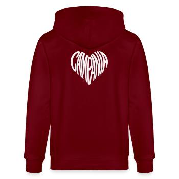 Typographie du cœur de Campanie - Veste à capuche bio CULTIVATOR Stanley/Stella Unisexe - bordeaux - Dos - Anna (173cm)