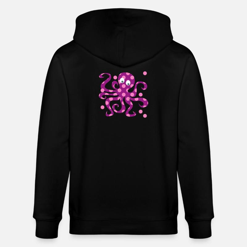 Nursery rose Octopus Dots Squid - Veste à capuche bio CULTIVATOR Stanley/Stella Unisexe - noir