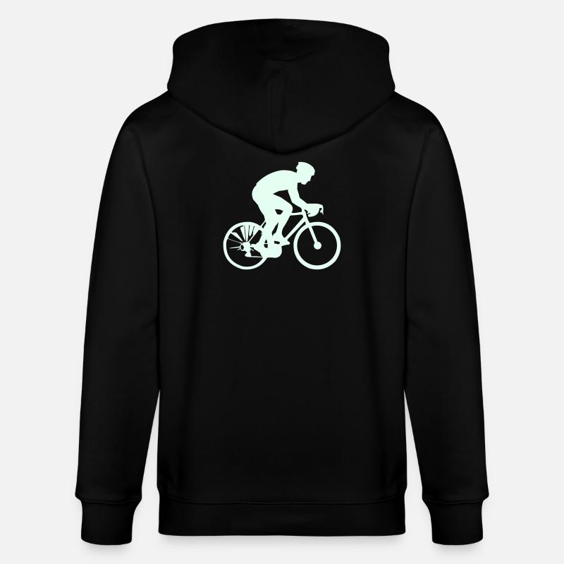 Cyclist Silhouette Mint - Stanley/Stella CULTIVATOR  Unisex Organic Hooded Jacket - black