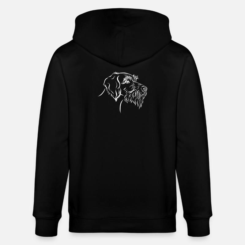 Portrait of German Wirehaired Pointer - Stanley/Stella CULTIVATOR Unisex Organic Hooded Jacket - black