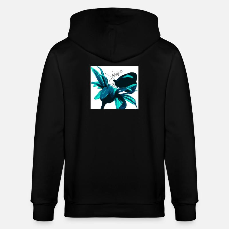 Imprimé fleur magique turquoise - Veste à capuche bio CULTIVATOR Stanley/Stella Unisexe - noir