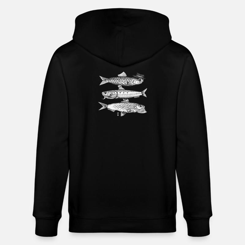 3 Poissons - blanc - Veste à capuche bio CULTIVATOR Stanley/Stella Unisexe - noir