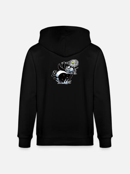 Funny penguin playing tennis with racket - Stanley/Stella CULTIVATOR  Unisex Organic Hooded Jacket - black
