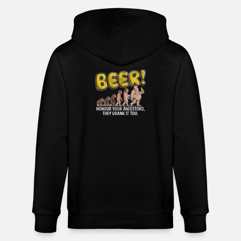 Evolution Beer Funny Witty Beer - Stanley/Stella CULTIVATOR  Unisex Organic Hooded Jacket - black