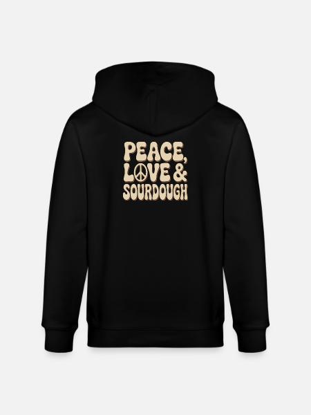 Peace, Love & Sourdough - Stanley/Stella CULTIVATOR  Unisex Organic Hooded Jacket - black