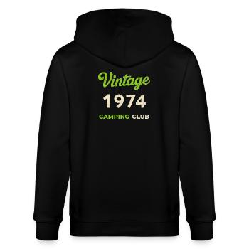 Vintage 1974 – Camping Club Retro Birth Year - Stanley/Stella CULTIVATOR  Unisex Organic Hooded Jacket - black - Back - Anna (173cm)