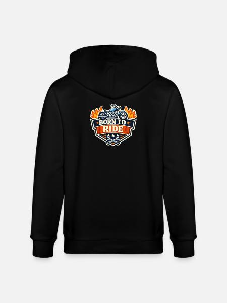 BornToRide Motorcycle Logo - Stanley/Stella CULTIVATOR  Unisex Organic Hooded Jacket - black