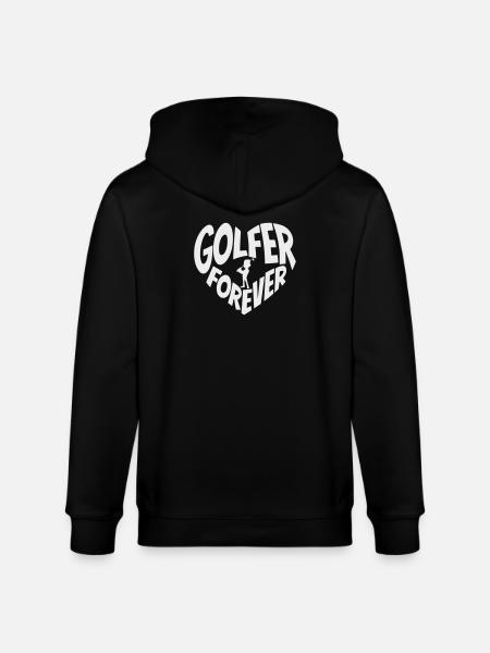 Golfer Forever Heart with Golfer - Stanley/Stella CULTIVATOR Unisex Organic Hooded Jacket - black