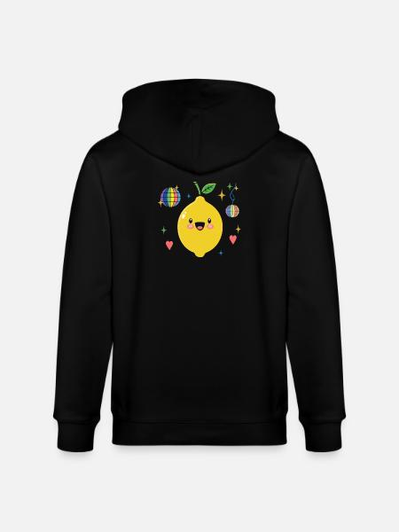 Pride Lemon Disco Illustration - Stanley/Stella CULTIVATOR  Unisex Organic Hooded Jacket - black
