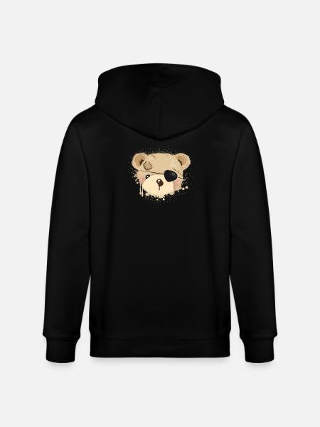 Teddy with eye patch - Stanley/Stella CULTIVATOR  Unisex Organic Hooded Jacket - black