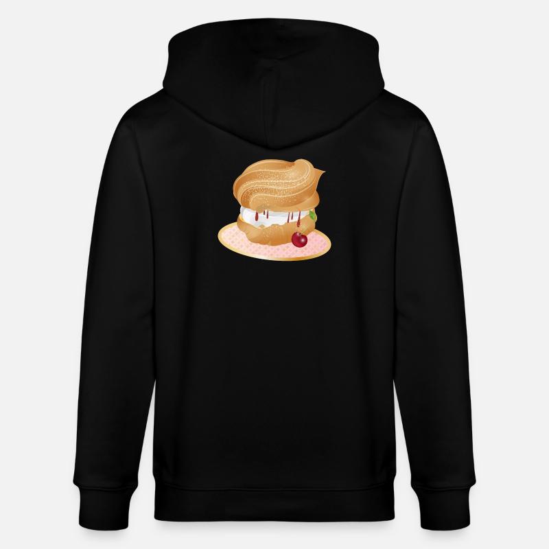 Mit Sahne und Kirsche gefüllter Windbeutel - Stanley/Stella Unisex Bio-Kapuzenjacke CULTIVATOR  - Schwarz