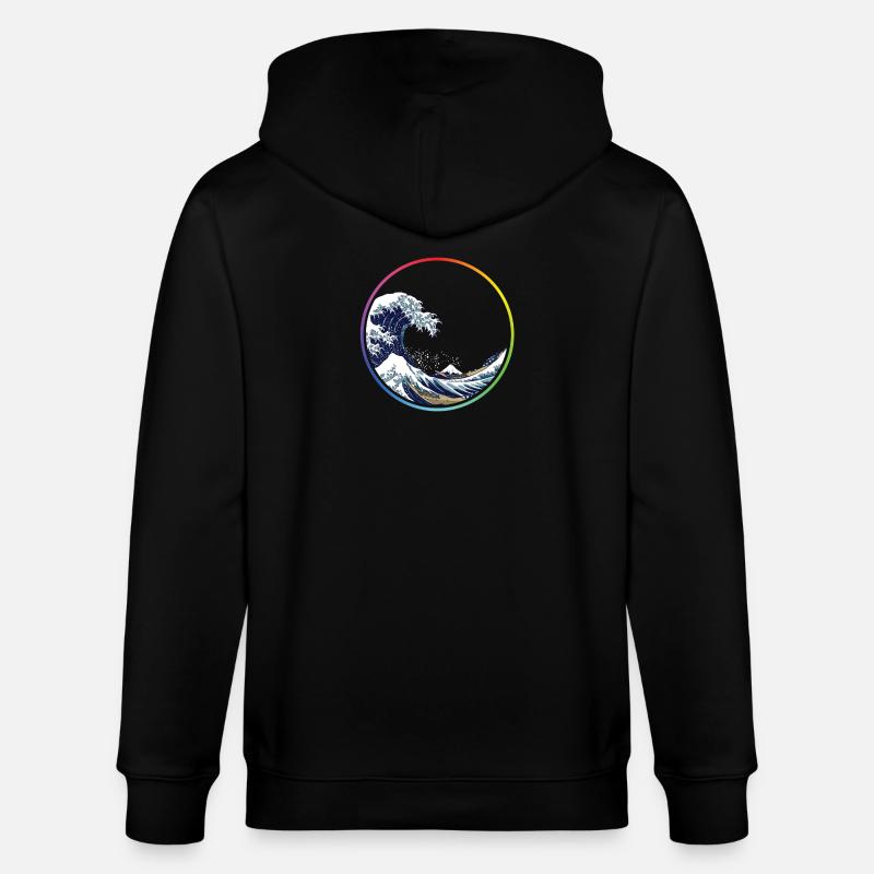 Cercle de vagues arc-en-ciel - Veste à capuche bio CULTIVATOR Stanley/Stella Unisexe - noir