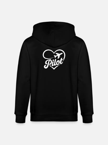 Pilot Heart Airplane Flight License - Stanley/Stella CULTIVATOR  Unisex Organic Hooded Jacket - black