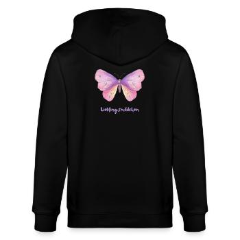 Schmetterling –Zauberhaftes Butterfly Design - Stanley/Stella Unisex Bio-Kapuzenjacke CULTIVATOR  - Schwarz - Hinten - Anna (173cm)